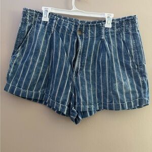 American Eagle Outfitters Blue Striped Jean Shorts